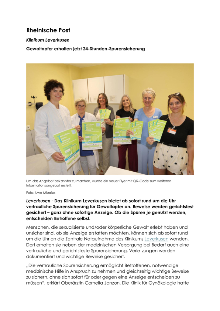 Gewaltopfer erhalten jetzt 24-Stunden-Spurensicherung – Rheinische Post 15.07.2026